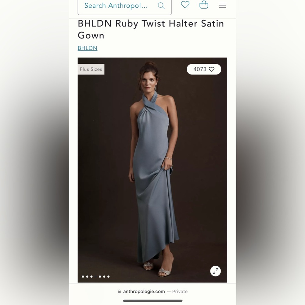 BHLDN Ruby Twist Halter Satin Dress NWT